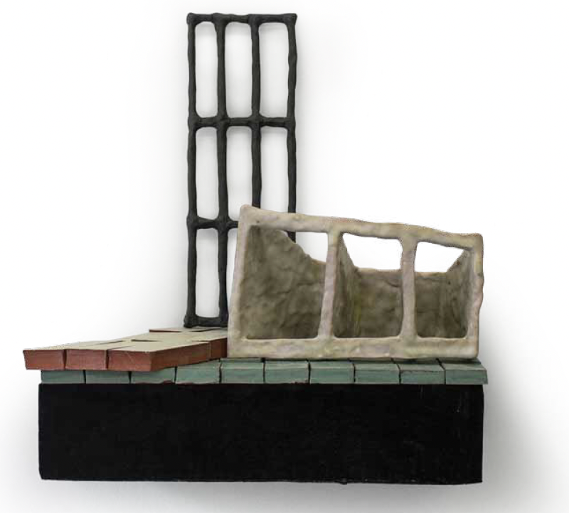#14-6326, 14 in.  (36 cm) in height, porcelain, earthenware, glaze, ink, 2015.