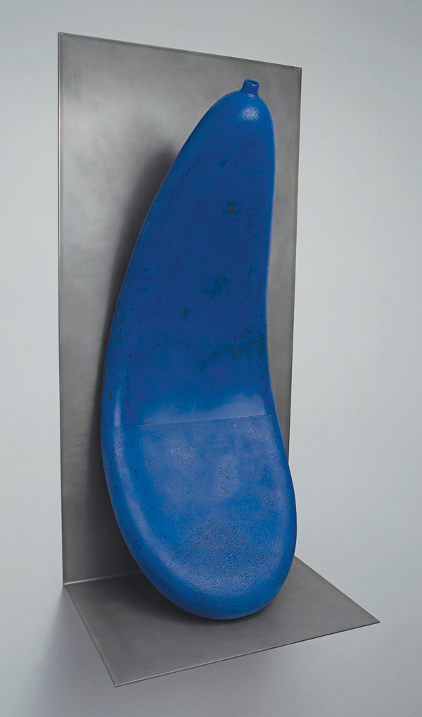 let’sgoawayforawhile, 38 in. (97 cm) in height, ceramic, stainless steel, fired to cone 1, 2016.