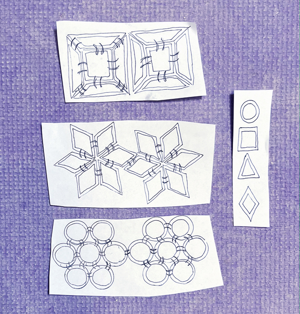1 Sketch different shapes and see how they can fit together to create a pattern.