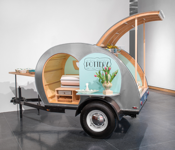 Left side of the mobile gallery, set up in SU Art Galleries.