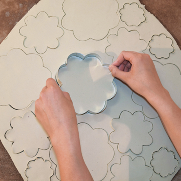 2 Cut out bases in several sizes from an ⅛-inch-thick slab.