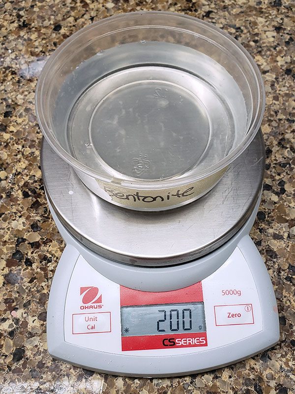 1 Weigh out the water first.