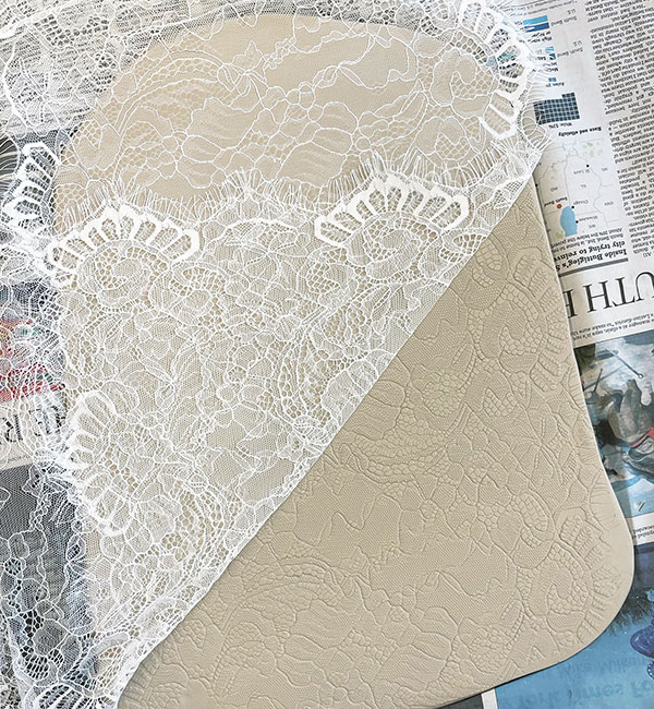 3 Roll out a slab, then transfer a lace texture to the surface.