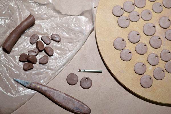 4 Small parts prepped for the earring making process. I use a Dolan knife and 10-gauge piercing needle in the process.