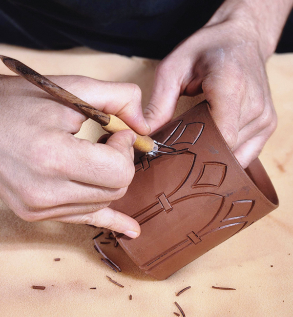 7 Carve the contour lines using a V-tipped carving tool.