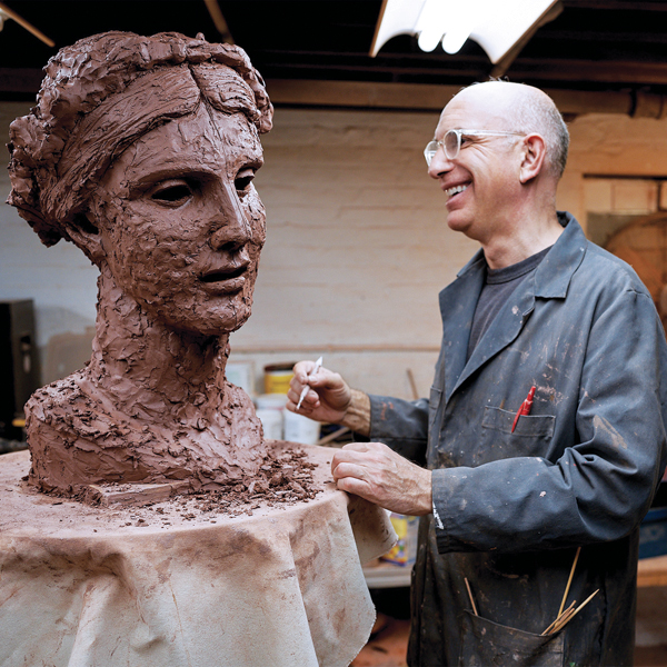 3 George Petrides in the studio working on Thalia, Muse of Comedy.