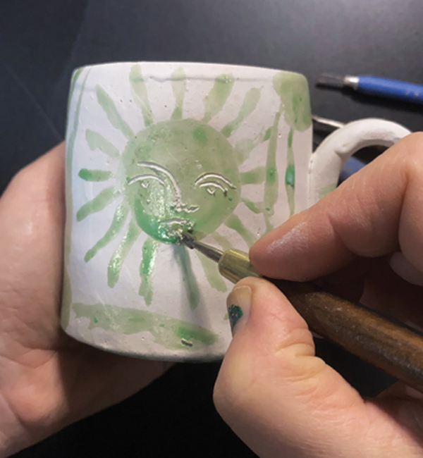 11 Carve into the form in order to add fine detailed lines. Not a necessary step, but a fun one.