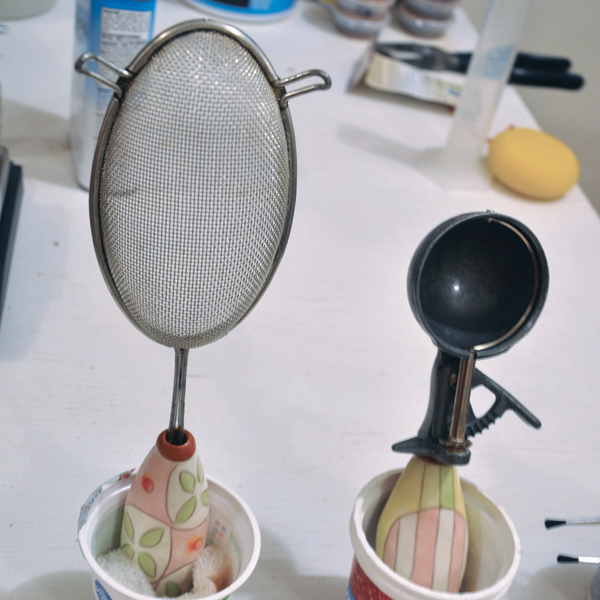 9 Use casting resin (Castin’ Craft Clear Liquid Plastic Casting Resin) to secure the utensil shaft in the handle. 
