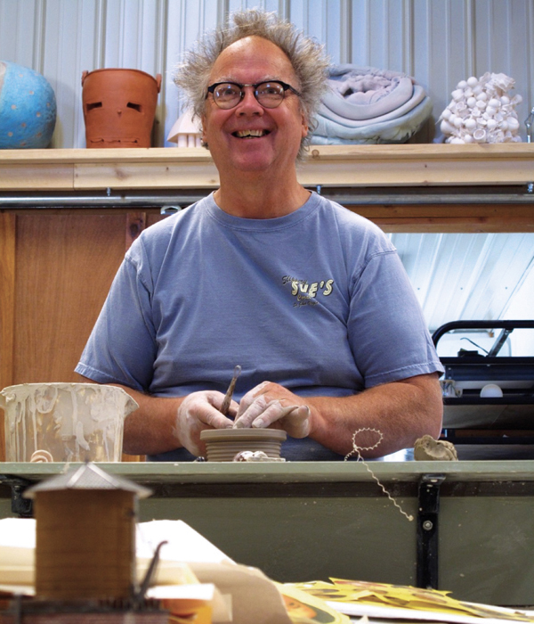 4 Dan Anderson demonstrating on a treadle wheel at Red Lodge Clay Center, Red Lodge, Montana.