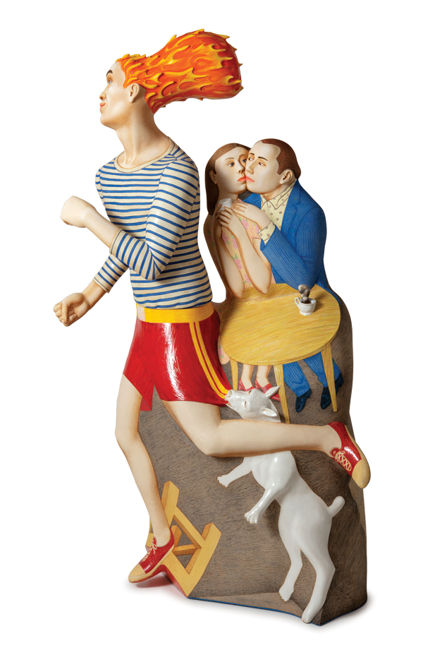 2 Sergei Isupov’s On The Way, 6 ft. 5 in. (1.9 m) in height, stoneware, underglaze, glaze, 2020. Photo: John Polak. 