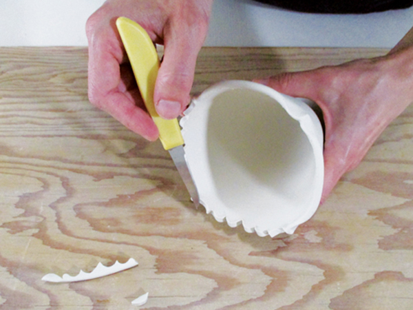7 Cut the rim along the guidelines with a sharp blade.