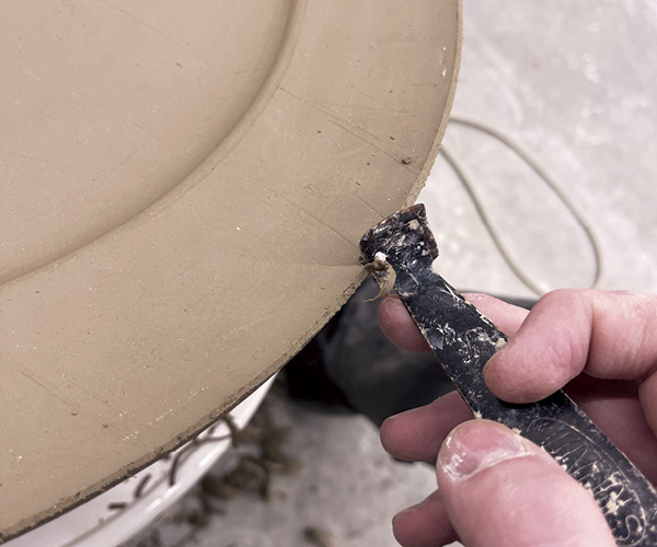 10 Once the platter is flipped, trim and clean the rim.