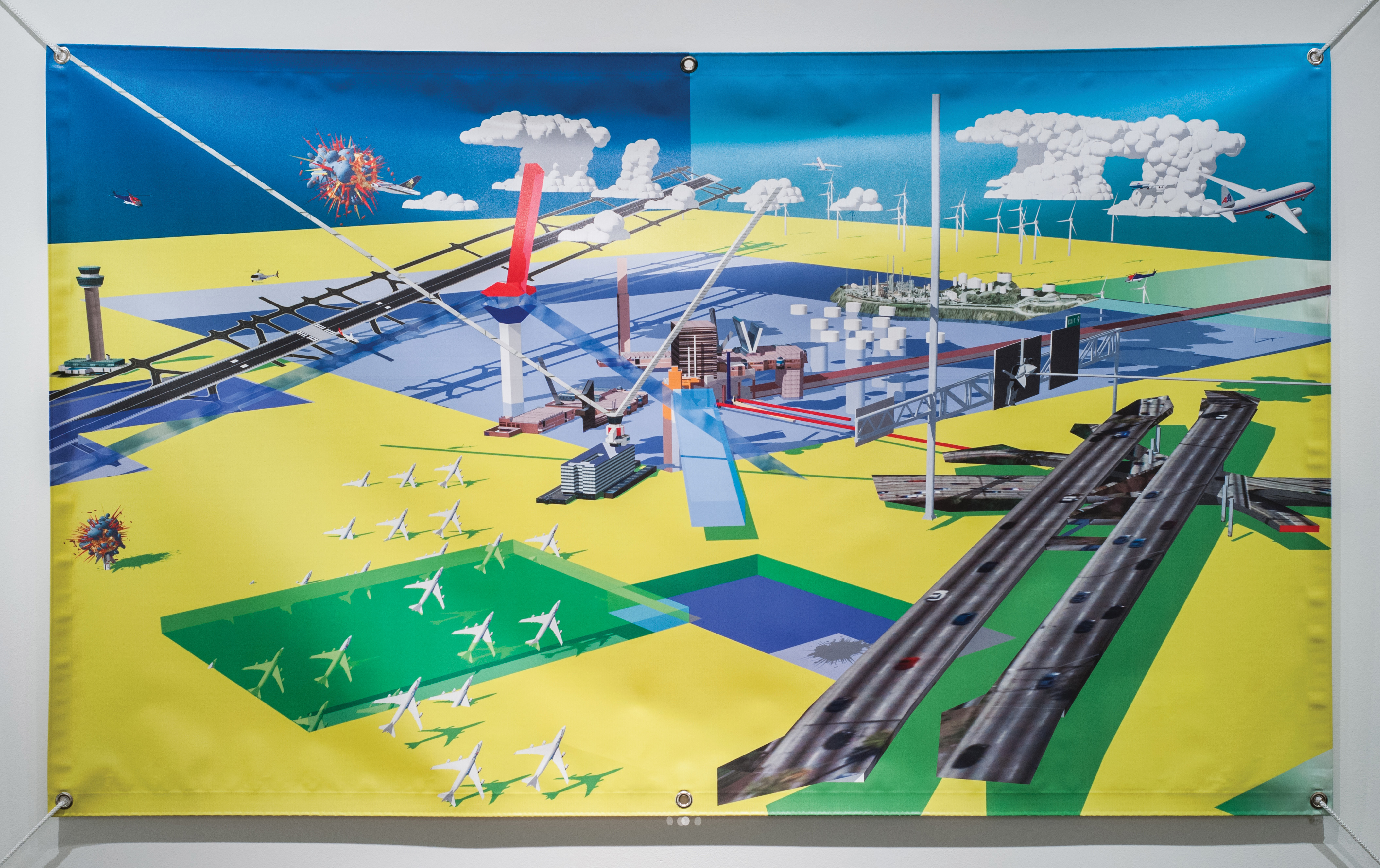 Supermodern Landscape No. 01, 5 ft. (1.5 m) in width, vinyl, nylon rope, 2013.