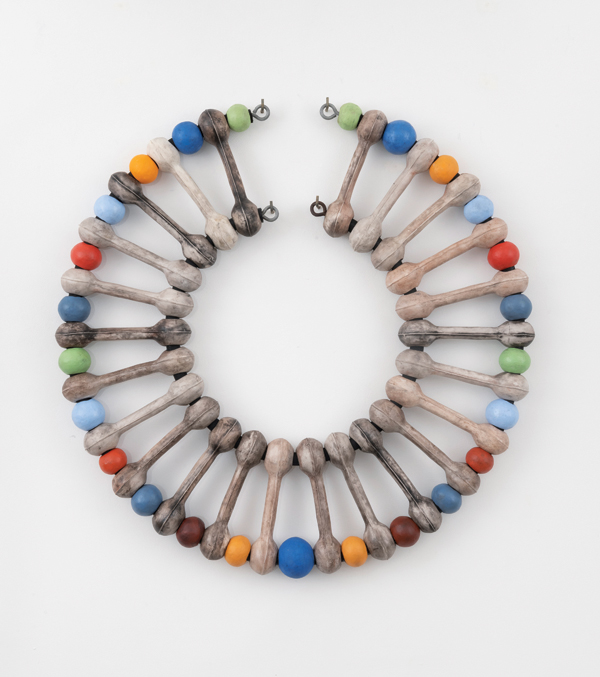 3 Sharif Bey’s Louie Bones #4, 35½ in. (90 cm) in height, earthenware, vitreous China, mixed media, 2021. 