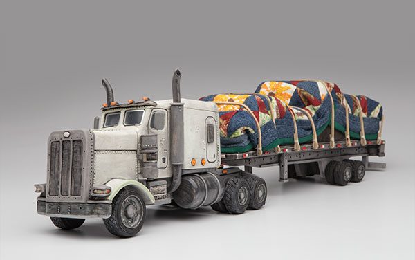 1 Big Berta, 18 in. (46 cm) in length, ceramic, embroidery, quilt, mixed media, 2017. Photo: Aaron Paden.