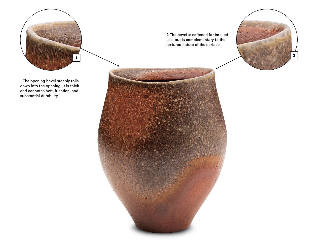Will McComb’s cup, 5 in. (13 cm) in height, stoneware, flashing slip, glaze, soda fired to cone 11, 2017.