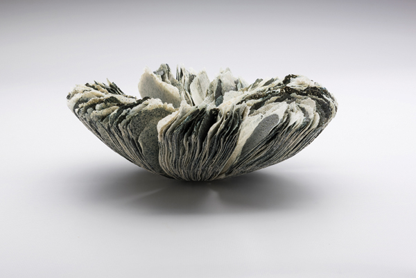 Multi-toned, 11½ in. (29 cm) in length, artist blend clay/glaze material, glass additions, fired to cone 8, 2015. Photo: Christopher Sanders.