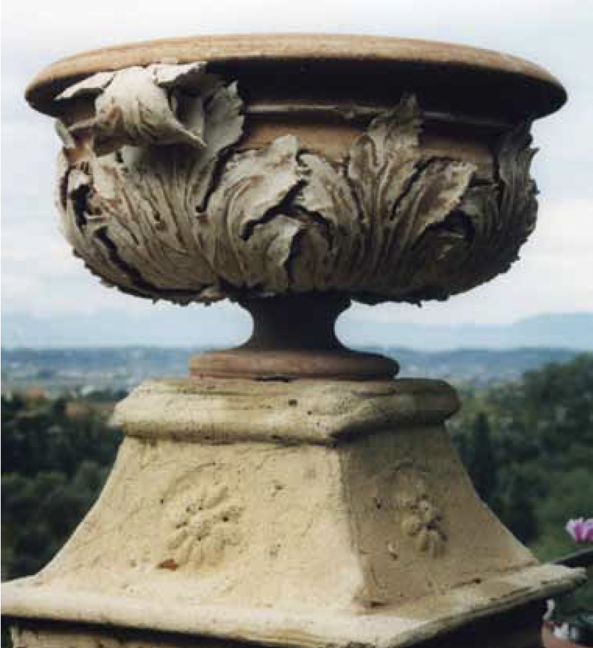 2 Acanthus leaf vase, 19 in. (48 cm) in width, wheel thrown and hand modeled, 2010.