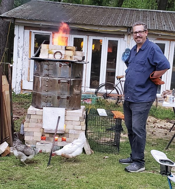 1 David Smith with his first conversion setup during the first firing. 