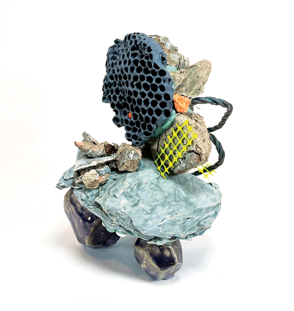 5 Ali Della Bitta’s Landscaping Memory Composition No. 02, 7½ in. (19 cm) in height, low-fire clay, mid-range stoneware, pigmented high-fire porcelain, glaze, underglaze, fired in oxidation, mixed media, 2022.