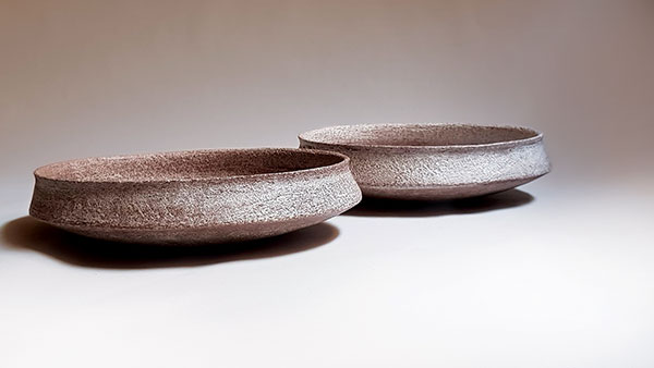 11 Fiali, 8½ in. (22 cm) in diameter, red stoneware, terra sigillata, 2021. 