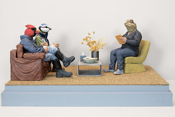 2 Alessandro Gallo’s Gently Down the Stream, 25 in. (64 cm) in length, stoneware, mixed media, 2019.