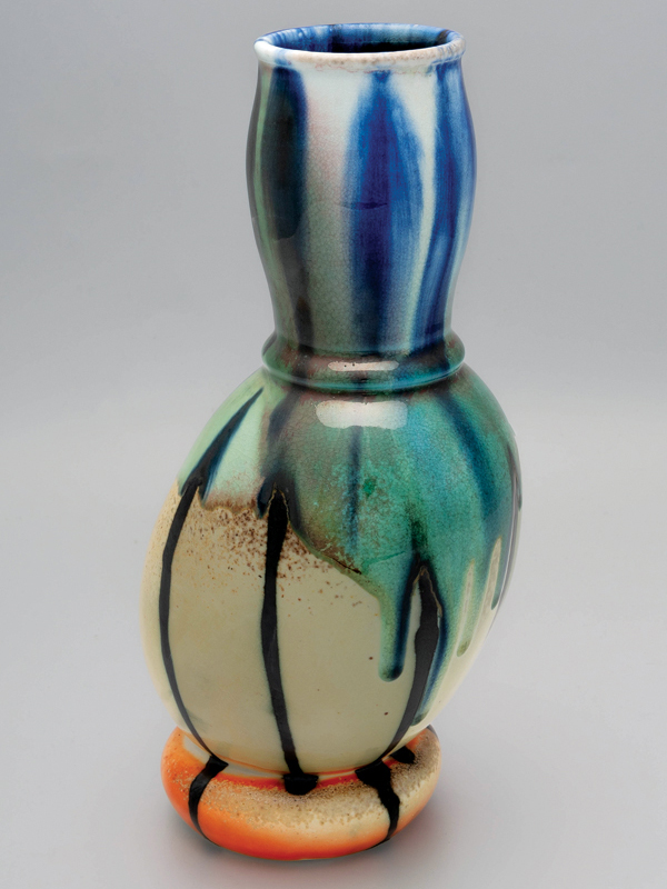 3 Barbara Frey’s Blue Flash, 11 in. (28 cm) in height, wood-fired porcelain, 2021. Photo: Chris Dickerson. 