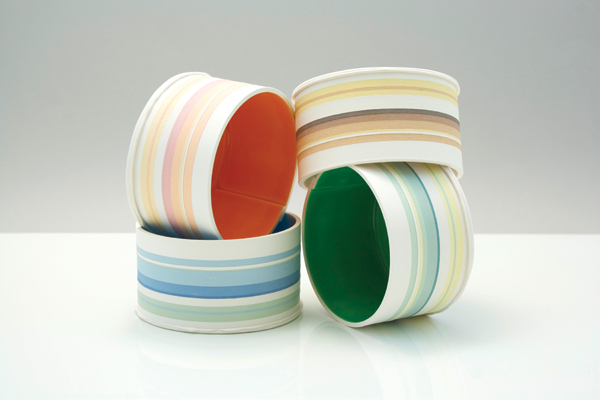 1 Rachel Foxwell’s Arc, 6 in. (17 cm) in height, white earthenware, slips, glaze.