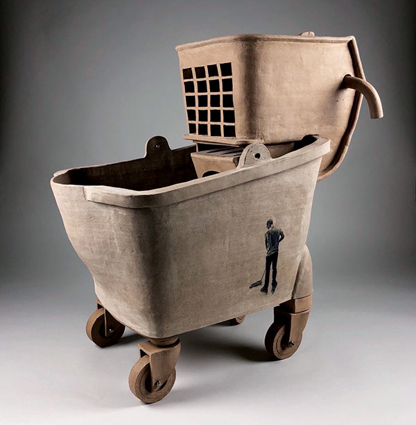 10 Honoring the Janitor, 23 in. (58 cm) in length, stoneware and hand-painted underglaze, 2019.