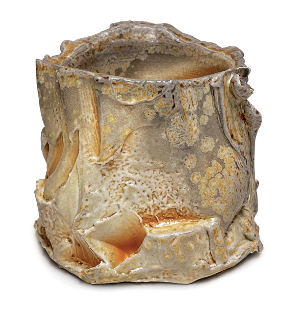 1 John Oles’ Fragment Whiskey Cup 1, 3½ in. (9 cm) in height, wheel-thrown and altered porcelain, wood fired, 2021. 