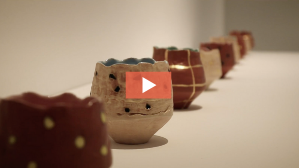 Still from video of Didem Mert's exhibition at Greenwich House Pottery.