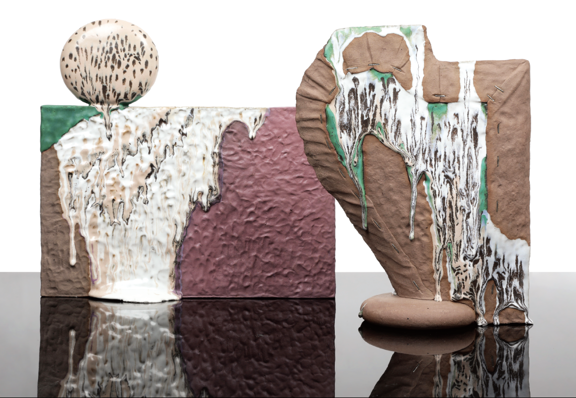 12 Hakyoung Kim’s Canvas on the Table Series, to 18 in. (46 cm) in width, stoneware, fired to cone 6 in oxidation, 2020.