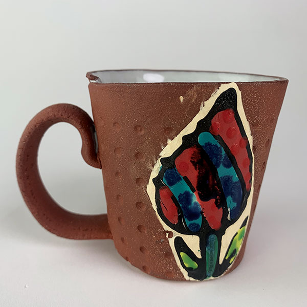 4 Arthur Halvorsen’s mug, 4½ in. (11 cm) in height, earthenware infused with copper, underglaze, slip, glaze, 2021.