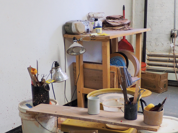 9 The wheel and primary work corner of the studio. 