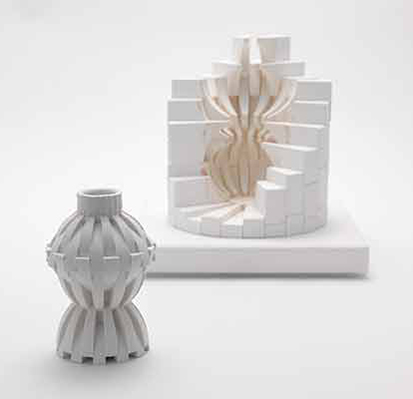 7 Equisetaceae, 6 in. (15 cm) in height, porcelain, glaze, plaster mold. Photo: Gwangjuyo Residence, South Korea.