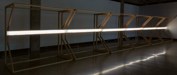 3 Kyle Triplett’s Magnolia, 49 ft. (15 m) in length, earthenware, porcelain, wood, acrylic, fluorescent light. 
