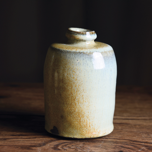 4 Bud vase, 5 in. (13 cm) in height, wild stoneware, quartz-sand and wood-ash glaze, soda fired to cone 10, 2021. 