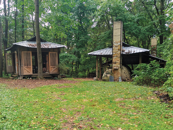 8 Goertzen’s kiln shed (right) and shinto shack (left) on his property in Constantine, Michigan. 
