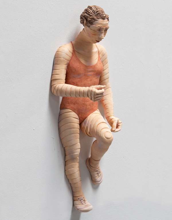 1 Beverly Mayeri’s Marionette, 26 in. (66 cm) in height, ceramic, acrylics, 2022.