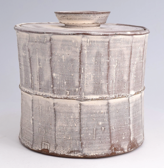 1 Mathew Meunier’s jar, 7 in. (18 cm) in height, wheel-thrown earthenware, slip, glaze, once fired to cone 1 in a soda kiln, 2021.