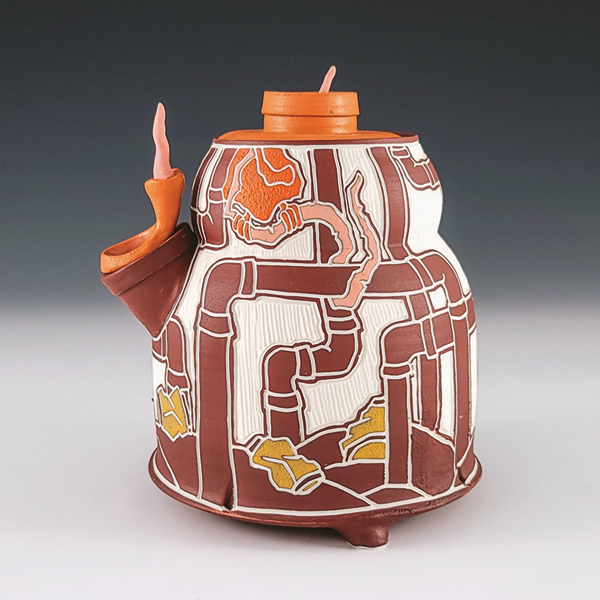 Sewer Rat Jar, 6½ in.  (17 cm) in height, sgraffito on porcelain.