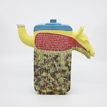 2 The Song of Waste, 8¼ in. (21 cm) in height, porcelain, terra sigillata, glaze, 2019.
