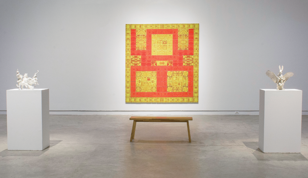 3 Installation view of Jordan Wong’s Hopefully You Remember This, 7 ft. 11 in. (2.4 m) in height, glazed ceramic tiles, 2022. Photo: Diana Jahns. 