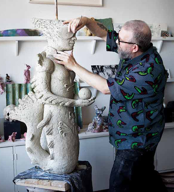 Sakari Kannosto working in Arabia studio, in Helsinki, Finland.  Photo: Chikako Harada.