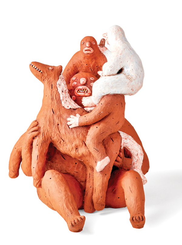 11 Truro Center for the Arts at Castle Hill presenter Natalia Arbelaez’ Mestizo Mami, 12 in. (30 cm) in height, red clay, majolica, 2022. Photo: Chris Stone.