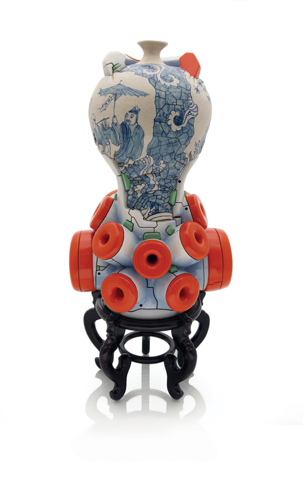Brendan L.S. Tang’s Manga Ormolu 4.0-p, 27 in. (69 cm) in height, ceramics, mixed media, 2013.