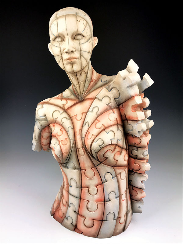 8 Untitled, 24 in. (61 cm) in height, stoneware, underglazes, clear glaze, 2019