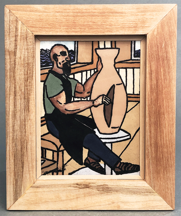 12 I use the cast slab as a clay print, fire it, and then frame it.