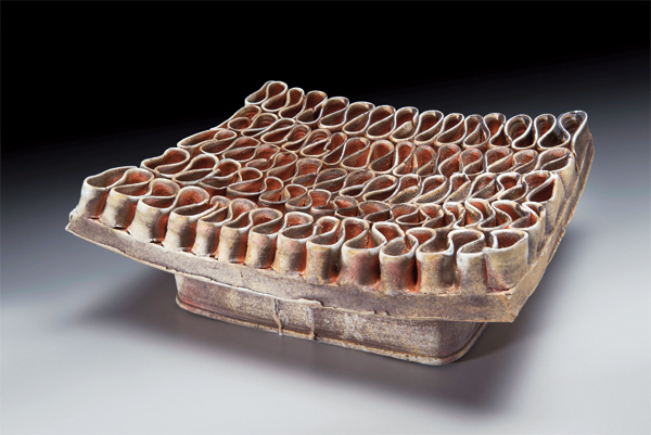 7 Tray, 11 in. (28 cm) in length, thrown and assembled wood-fired porcelain, 2014. Photo: Geoff Tesch.
