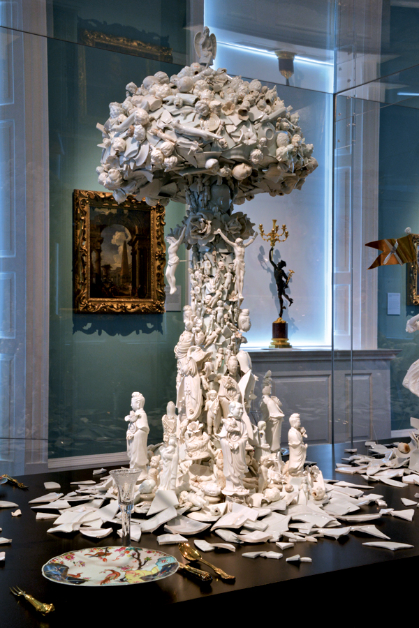 4 Detail of central shattered-porcelain mushroom cloud in War and Pieces, 2012. Holburne Museum, Bath, England. Photo: Tim Higgins.